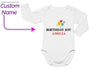 a baby bodysuit with the name of a child