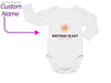 a baby bodysuit with a birthday blast on it