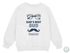 a white sweatshirt with the words dad&#39;s best bud and glasses on it