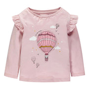 SkipStars Full Sleeve Beautiful Air Balloon Theme Girls T-Shirt, Pink