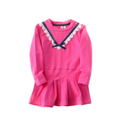 SkipStars Full Sleeve Front Bow Jersey Girls Dress, Multicolour