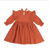 Full Sleeve Plain Ruffle Pattern Girls Dress, Multicolour