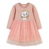 Long Sleeve Cat Printed Girl's Dress