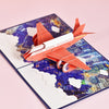 Personalized Airplane Pop-Up Greeting Card - Handmade 3D card Perfect for Flying Fans, Thinking of you wishes, Happy Birthday & Thank you